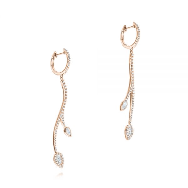18k Rose Gold 18k Rose Gold Dangle Diamond Earrings - Front View -  106327