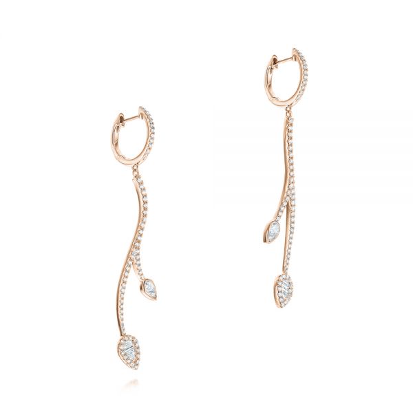 14k Rose Gold 14k Rose Gold Dangle Diamond Earrings - Front View -  106327