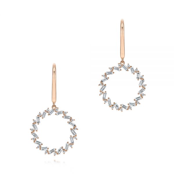 14k Rose Gold 14k Rose Gold Dangle Diamond Earrings - Three-Quarter View -  106309