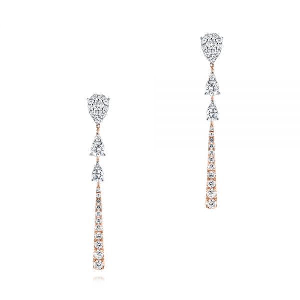 14k Rose Gold 14k Rose Gold Dangle Diamond Earrings - Three-Quarter View -  106326