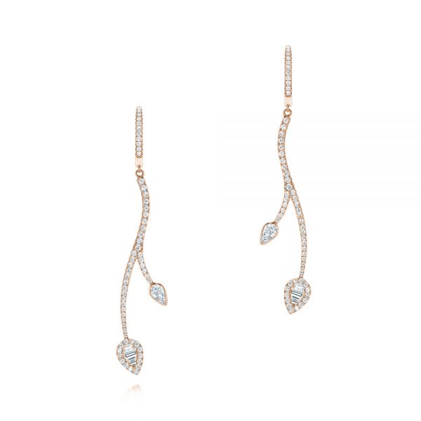 14k Rose Gold 14k Rose Gold Dangle Diamond Earrings - Three-Quarter View -  106327