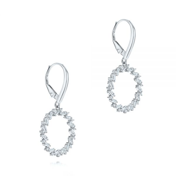 18k White Gold 18k White Gold Dangle Diamond Earrings - Front View -  106309