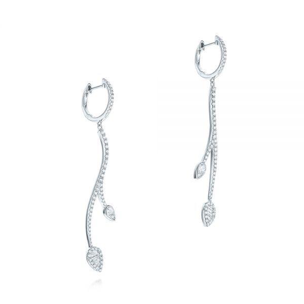 14k White Gold 14k White Gold Dangle Diamond Earrings - Front View -  106327