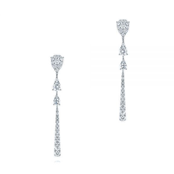 18k White Gold 18k White Gold Dangle Diamond Earrings - Three-Quarter View -  106326