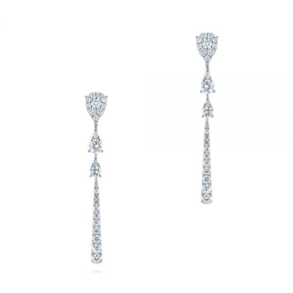  Platinum Platinum Dangle Diamond Earrings - Three-Quarter View -  106326