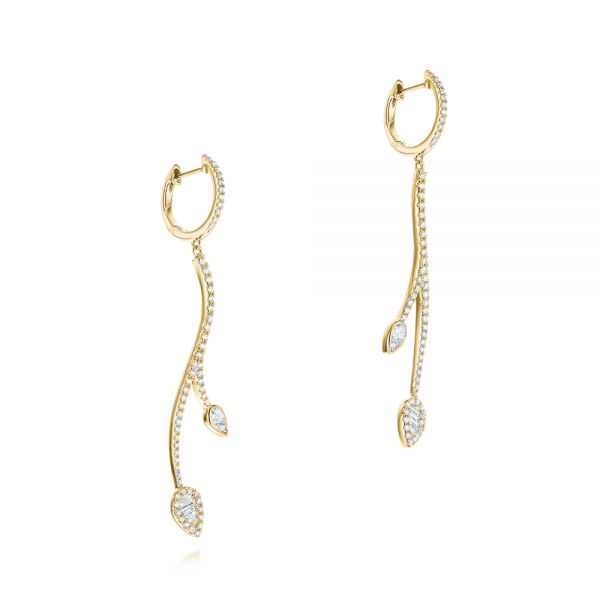 14k Yellow Gold 14k Yellow Gold Dangle Diamond Earrings - Front View -  106327