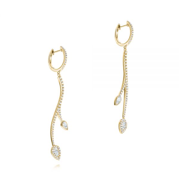 14k Yellow Gold 14k Yellow Gold Dangle Diamond Earrings - Front View - 106327