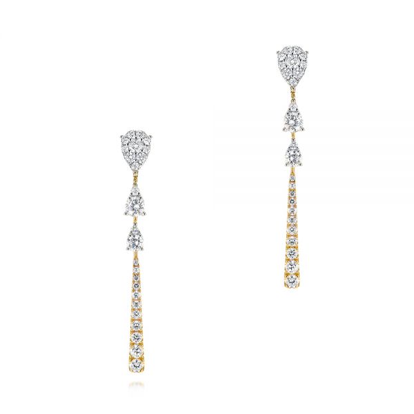 14k Yellow Gold 14k Yellow Gold Dangle Diamond Earrings - Three-Quarter View -  106326