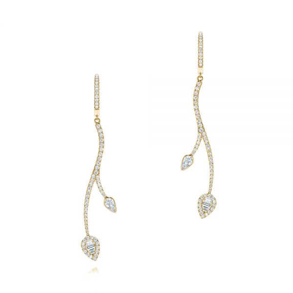 14k Yellow Gold 14k Yellow Gold Dangle Diamond Earrings - Three-Quarter View -  106327