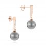14k Rose Gold 14k Rose Gold Dangle Diamond And Pearl Earrings - Front View -  105110 - Thumbnail