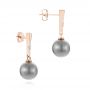 18k Rose Gold 18k Rose Gold Dangle Diamond And Pearl Earrings - Front View -  105110 - Thumbnail