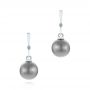  Platinum Platinum Dangle Diamond And Pearl Earrings - Three-Quarter View -  105110 - Thumbnail