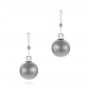 14k White Gold Dangle Diamond And Pearl Earrings - Three-Quarter View -  105110 - Thumbnail