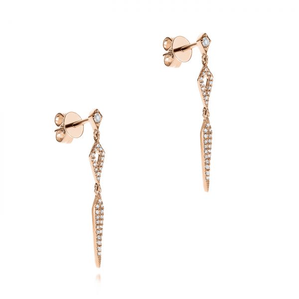 14k Rose Gold 14k Rose Gold Dangling Diamond Earrings - Front View -  105941