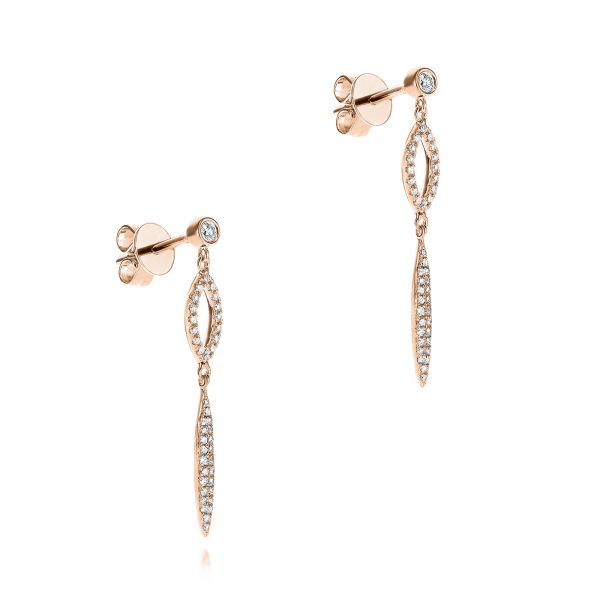 18k Rose Gold 18k Rose Gold Dangling Diamond Earrings - Front View - 105942
