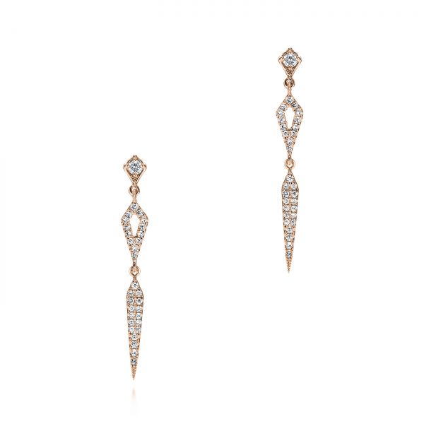 14k Rose Gold 14k Rose Gold Dangling Diamond Earrings - Three-Quarter View -  105941
