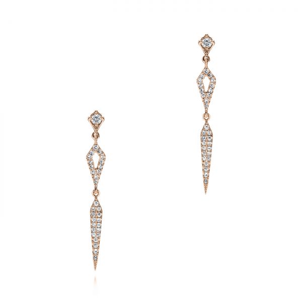 18k Rose Gold 18k Rose Gold Dangling Diamond Earrings - Three-Quarter View - 105941