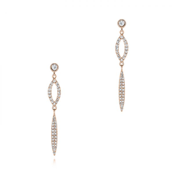 14k Rose Gold 14k Rose Gold Dangling Diamond Earrings - Three-Quarter View -  105942