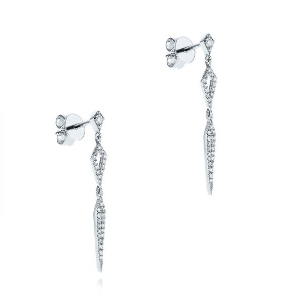 14k White Gold Dangling Diamond Earrings - Front View -  105941