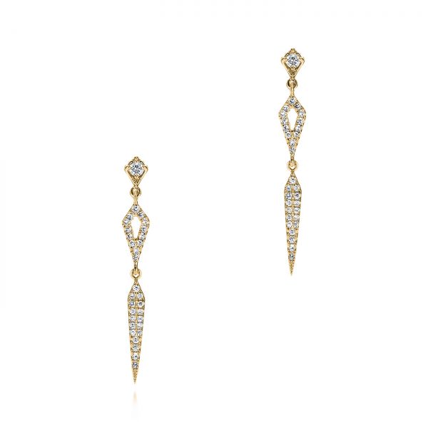 18k Yellow Gold 18k Yellow Gold Dangling Diamond Earrings - Three-Quarter View - 105941