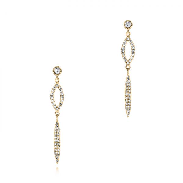 14k Yellow Gold 14k Yellow Gold Dangling Diamond Earrings - Three-Quarter View -  105942