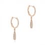 14k Rose Gold 14k Rose Gold Dangling Huggie Diamond Earrings - Front View -  105946 - Thumbnail