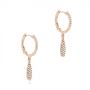18k Rose Gold 18k Rose Gold Dangling Huggie Diamond Earrings - Front View -  105946 - Thumbnail