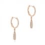 18k Rose Gold 18k Rose Gold Dangling Huggie Diamond Earrings - Front View -  105946 - Thumbnail