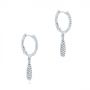 18k White Gold 18k White Gold Dangling Huggie Diamond Earrings - Front View -  105946 - Thumbnail