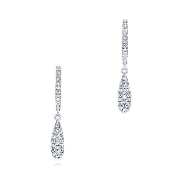  Platinum Platinum Dangling Huggie Diamond Earrings - Three-Quarter View -  105946