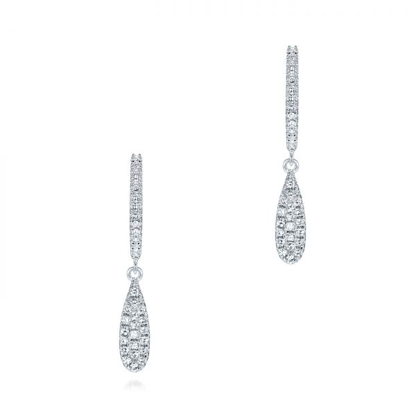 Kat & Chlo 14K White Gold Dazzling Diamond Huggie Drop Earrings