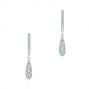 18k White Gold 18k White Gold Dangling Huggie Diamond Earrings - Three-Quarter View -  105946 - Thumbnail