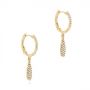 18k Yellow Gold 18k Yellow Gold Dangling Huggie Diamond Earrings - Front View -  105946 - Thumbnail