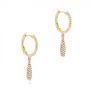 14k Yellow Gold 14k Yellow Gold Dangling Huggie Diamond Earrings - Front View -  105946 - Thumbnail
