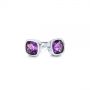 14k White Gold Delicate Amethyst Stud Earrings - Front View -  106033 - Thumbnail