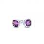 18k White Gold 18k White Gold Delicate Amethyst Stud Earrings - Front View -  106033 - Thumbnail