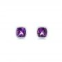 18k White Gold 18k White Gold Delicate Amethyst Stud Earrings - Three-Quarter View -  106033 - Thumbnail