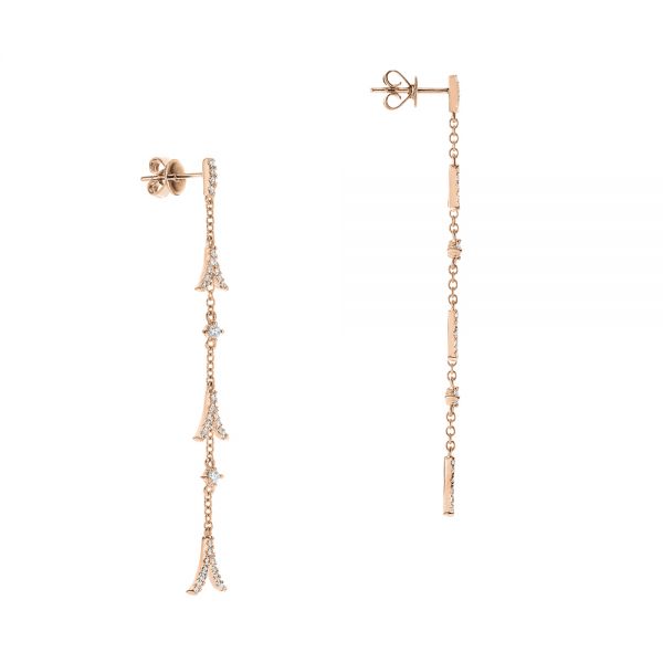 14k Rose Gold 14k Rose Gold Diamond Arrow Drop Earrings - Front View - 105327