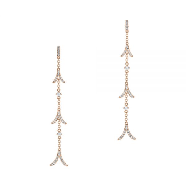 14k Rose Gold 14k Rose Gold Diamond Arrow Drop Earrings - Three-Quarter View -  105327