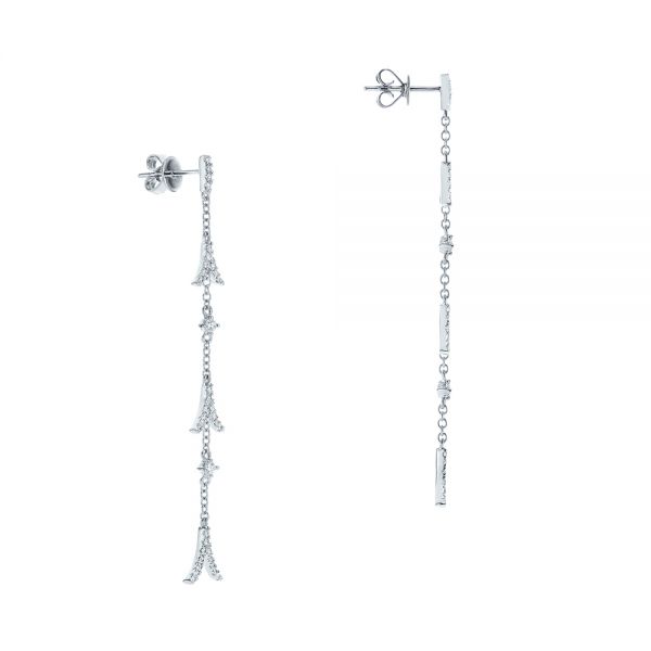  Platinum Platinum Diamond Arrow Drop Earrings - Front View -  105327