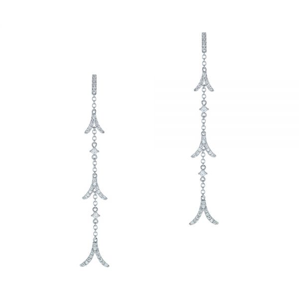  Platinum Platinum Diamond Arrow Drop Earrings - Three-Quarter View -  105327