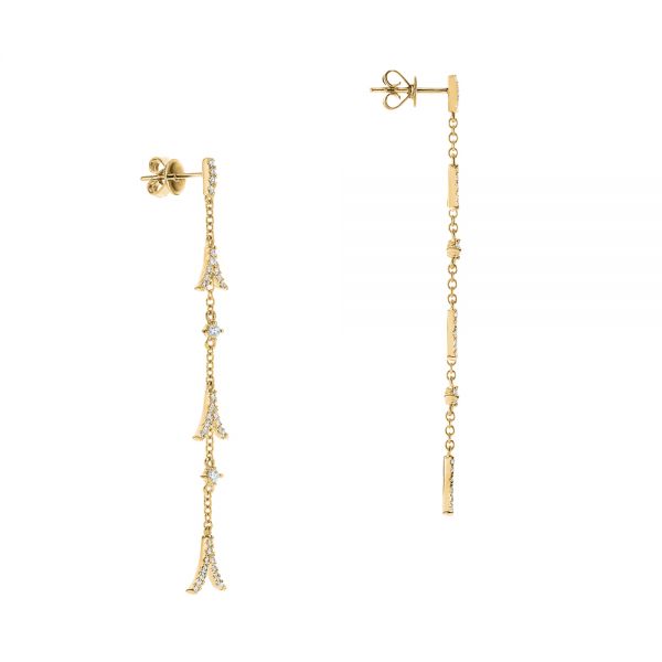 14k Yellow Gold 14k Yellow Gold Diamond Arrow Drop Earrings - Front View - 105327