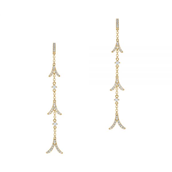 14k Yellow Gold 14k Yellow Gold Diamond Arrow Drop Earrings - Three-Quarter View -  105327