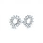 14k White Gold Diamond Baguette Circle Stud Earrings - Front View -  105949 - Thumbnail