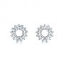14k White Gold Diamond Baguette Circle Stud Earrings - Three-Quarter View -  105949 - Thumbnail