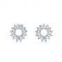 14k White Gold Diamond Baguette Circle Stud Earrings - Three-Quarter View -  105949 - Thumbnail