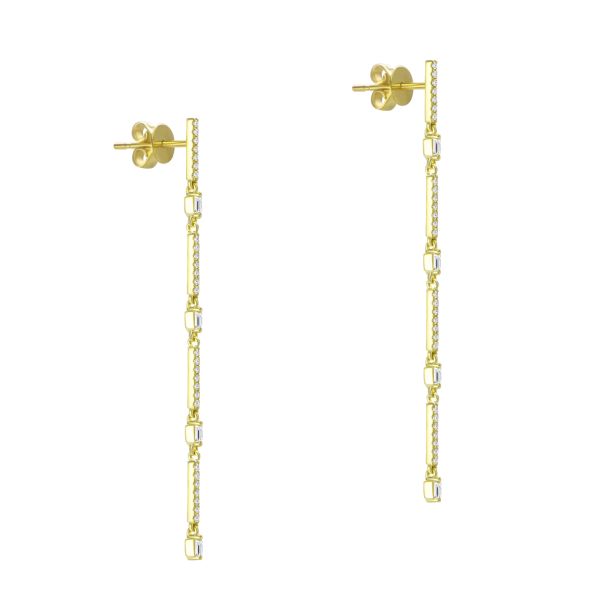 14k 14k Diamond Bar Danglers - Front View - 107751