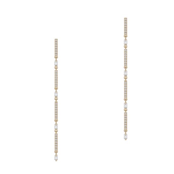 14k Rose Gold 14k Rose Gold Diamond Bar Danglers - Three-Quarter View - 107751