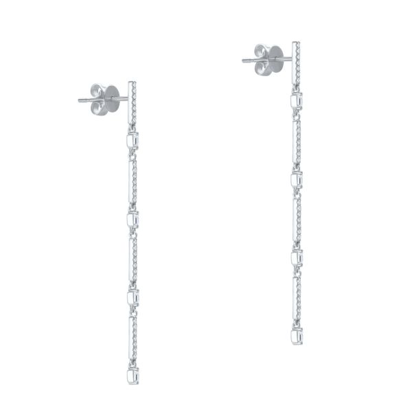 14k White Gold 14k White Gold Diamond Bar Danglers - Front View - 107751