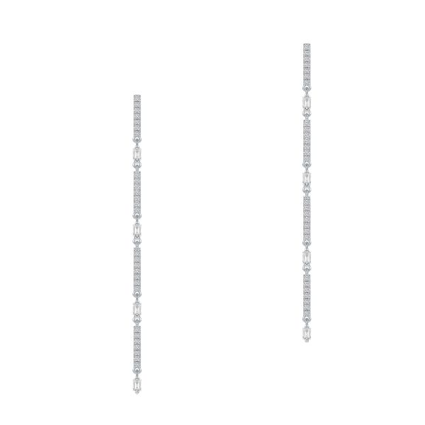 14k White Gold 14k White Gold Diamond Bar Danglers - Three-Quarter View - 107751